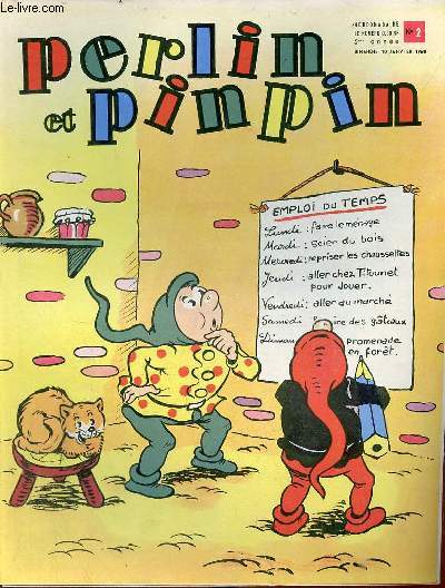 Perlin et pinpin n2 5me anne dimanche 10 janvier 1960 - Titounet et la leon de calcul - une semaine avec la famille duchemin - ainsi naquit la semaine - perlin et pinpin se rendent utiles.