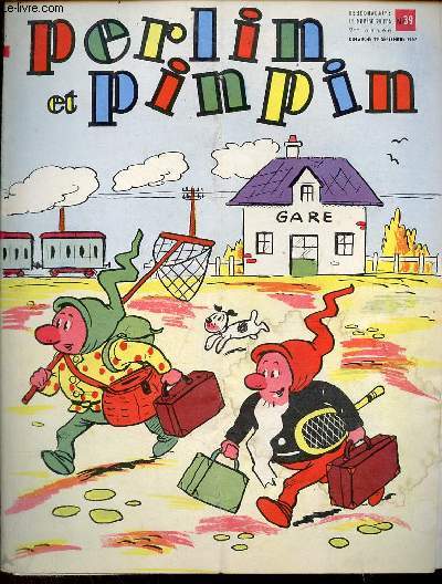 Perlin et pinpin n39 2me anne dimanche 29 septembre 1957 - Titounet et la rentre - jouons  l'cole - avant de partir  l'cole - bon voyage les grands ! - perlin et pinpin gars de la marine.