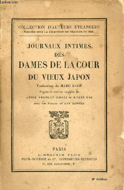 Journaux intimes des dames de la cour du vieux Japon - Collection d'auteurs trangers.