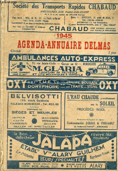 Agenda-annuaire Delmas 1945 gironde.