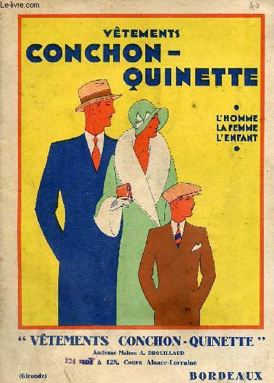Catalogue Vtement Conchon-Quinette l'homme la femme l'enfant - Ancienne Maison A.Brouillaud Gironde Bordeaux.