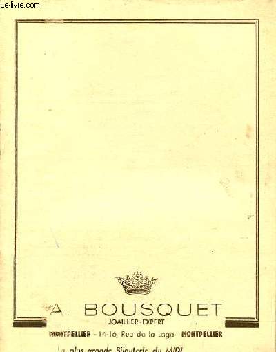 Catalogue de la bijouterie A.Bouquet Montpellier.