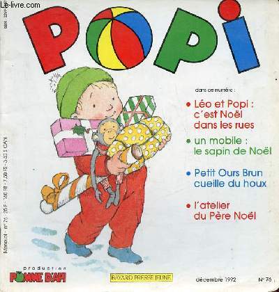 Popi n76 dcembre 1992 - incomplet - Lo et Popi nol dans les rues - petit ours brun cueille du houx (incomplet) - le nol de popi - les lutins du pre nol.
