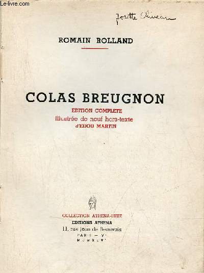 Colas Breugnon - dition complte - Collection Athena-Luxe - Exemplaire n788/2000.