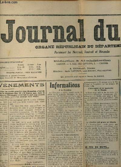 Journal du Lot n12 79e anne vendredi 27 janvier 1939 - Les vnements - informations - la corniche des chateaux - une institution qui se meurt - nos chos - la taxe de 20/0 - les trufficulteurs - la scurit routire dans le Lot etc.