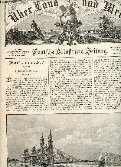 Ueber land und meer n43 72.band 1894 - War's unrecht ? von Freiherr von Dincklage - internationaler Wettbewerb fr zwei Donaubrcken in Budapest - der juwelenmarKt in antwerpen zu anfang des sechzehnten jahrhunderts P.van der Ouderaa - Betty Paoli etc.