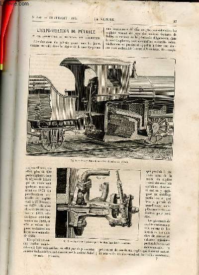 La nature revue des sciences et de leurs applications aux arts et  l'industrie n633 18 juillet 1885 - L'exploitation du ptrole et son application au chauffage des locomotives - la crmation dans l'Inde mridionale - ruption du volcan Smeroe etc.