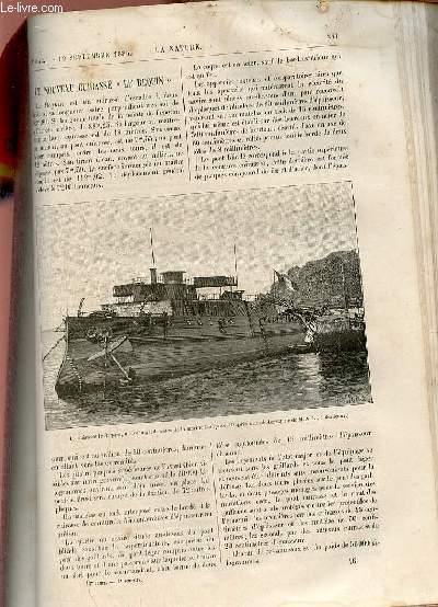 La nature revue des sciences et de leurs applications aux arts et  l'industrie n642 19 septembre 1885 - Le nouveau cuirass le requin - l'lectricit  l'exposition d'Anvers (suite et fin) - les organismes problmatiques des anciennes mers etc.