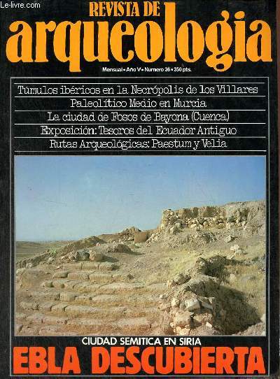 Revista de arqueologia ano 5 n36 1984 - Paleolitico Medio en Murcia - rutas arqueologicas : dos ciudades griegas al Sur de Napoles - el descubrimiento de Ebla - entrevista : Enrique Baquedano Prez (II) -actualidad nacional - los tumulos Ibricos etc.