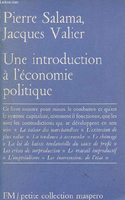 Une introduction  l'conomie politique - Petite collection maspero n118.