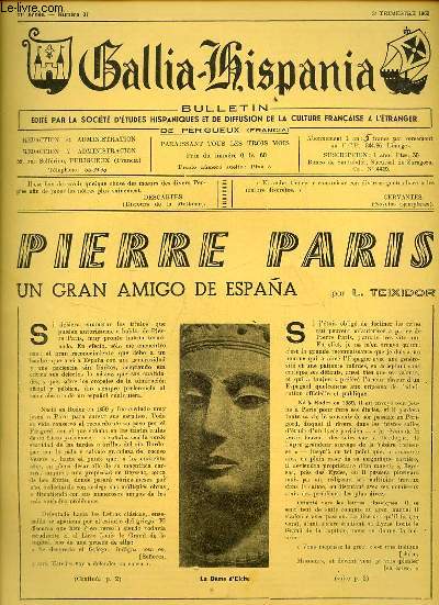 Gallia-Hispania n37 11e anne 3e trim. 1963 - Pierre Paris un gran amigo de Espana par L.Teixidor - les Pays Bas espagnols par Lucien Van Meer - bal de la s.e.h. - regrettable negligence - los duques del quijote por Victoriano Navarro etc.