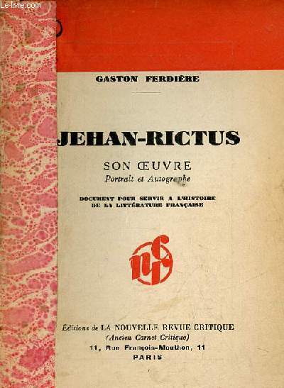 Jehan-Rictus son oeuvre.