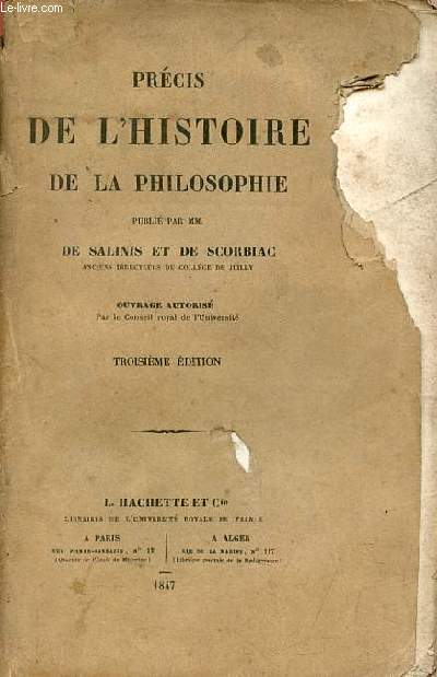 Prcis de l'histoire de la philosophie - 3e dition.