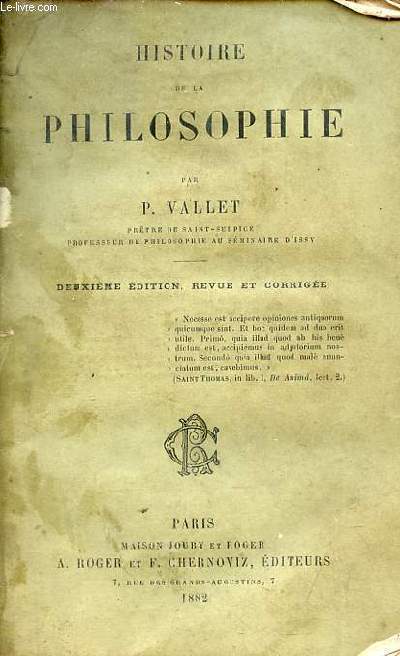 Histoire de la philosophie - 2e dition revue et corrige.