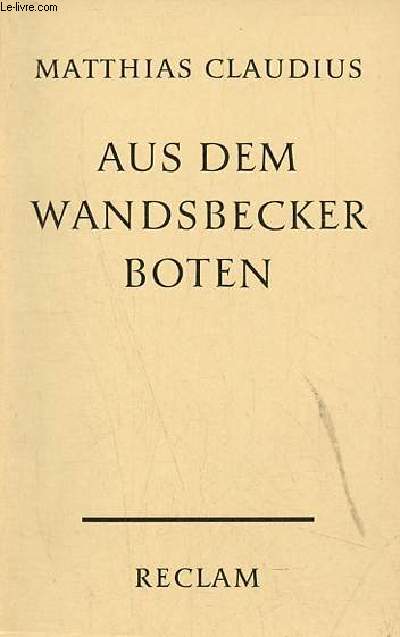 Aus dem wandsbecker boten - Universal-Bibliothek nr.7550.