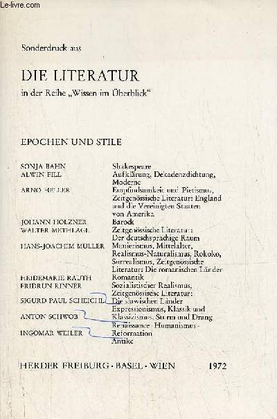 Sonderdruck aus die literatur in der reihe ,, wissen im berblick - epochen und stile.