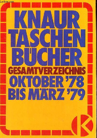 Knaur taschenbcher gesamtverzeichnis oktober 78 bis mrz 79.