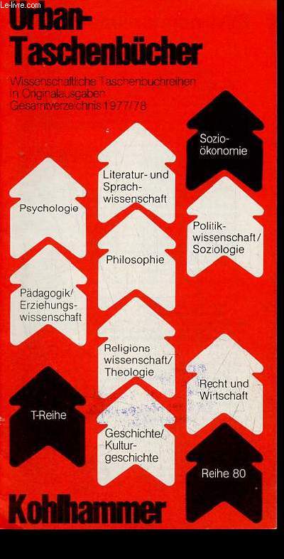 Urban-Taschenbcher Kohlammer wissenschaftliche taschenbuchreihen in originalausgaben gesamtverzeichnis 1977/78.