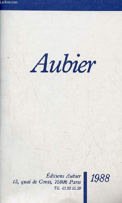 Catalogue Aubier 1988.