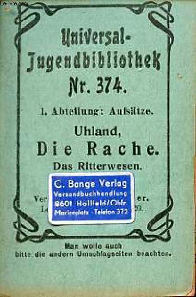 Die Rache das ritterwesen - Universal-Jugendbibliothek nr.374.