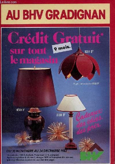 Catalogue BHV Gradignan du 30 novembre au 24 dcembre 1982.
