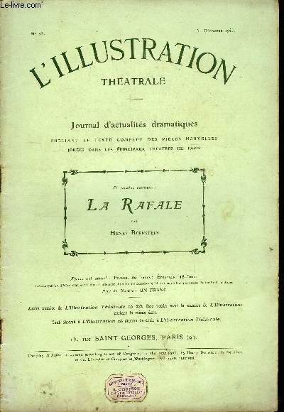 L'illustration thatrale n 23 - La rafale, pice en trois actes par M. Henry Bernstein