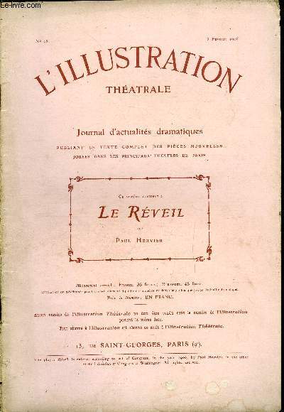 L'illustration thatrale n 25 - Le rveil, pice en trois actes, par M. Paul Hervieu, de l'acadmie franaise