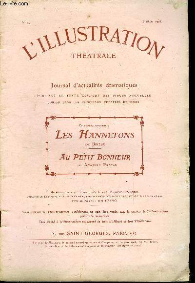 L'illustration thatrale n 27 - Les hannetons, comdie en trois actes de M. Brieux, reprsente pour la premire fois au thatre de la renaissance le 2 fvrier 1906