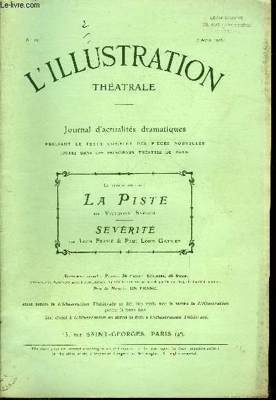 L'illustration thatrale n 30 - La piste, comdie en trois actes de M. Victorien Sardou, au thatre des varits