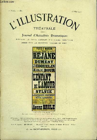 L'illustration thatrale n 180 - L'enfant de l'amour, pice en quatre actes par Henry Bataille, reprsente pour la premire fois le 27 fvrier 1911 au thatre de la porte saint martin