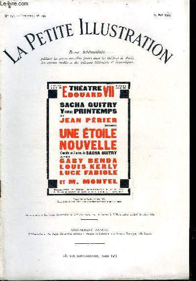 La petite illustration - nouvelle srie n 242 - thatre n 142 - Une toile nouvelle, comdie en trois actes par Sacha Guitry, reprsente pour la premire ofis le 6 dcembre 1924 au thatre Edouard VII