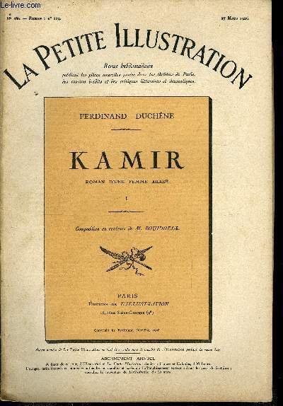 La petite illustration - nouvelle srie n 280, 281, 282 - roman n 119, 120, 121 - Kamir, roman d'une femme arabe par Ferdinand Duchne, composition en couleurs de M. Bouviolle