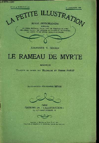 La petite illustration - nouvelle srie n 411 - roman n 184 - Le rameau de myrte par Johannes V. Jensen, traduite du danois par Mathilde et Pierre Paraf