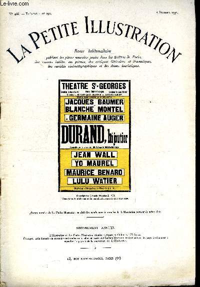 La petite illustration - nouvelle srie n 466 - thatre n 251 - Durand, bijoutier, pice en trois actes par Lopold Marchand, jou pour la premire fois le 5 dcembre 1929 au thatre Saint Georges