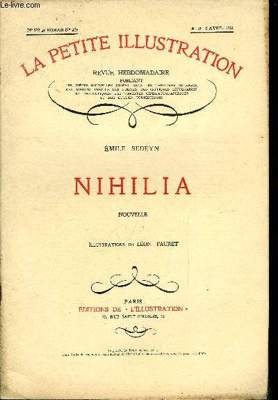 La petite illustration - nouvelle srie n 522 - roman n 236 - Nihilia par Emile Sedeyn, illustrations de Lon Fauret