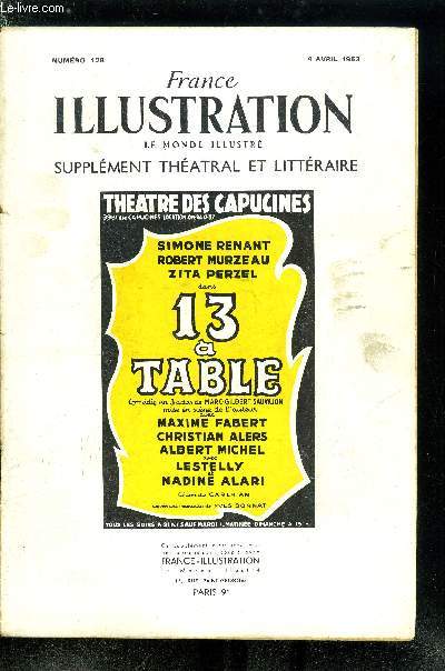 France illustration, le monde illustr, supplment thatral et littraire n 128 - 13 a table, comdie en 3 actes de Marc Gilbert Sauvajon