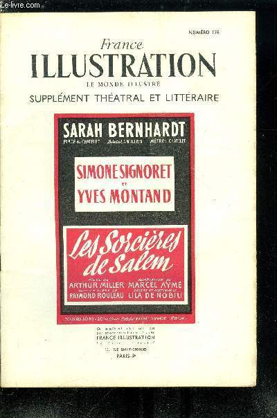 France illustration, le monde illustr, supplment thatral et littraire n 176 - Les sorcires de Salem, pice en quatre actes d'Arthur Miller, adaptation franaise de Marcel Aym