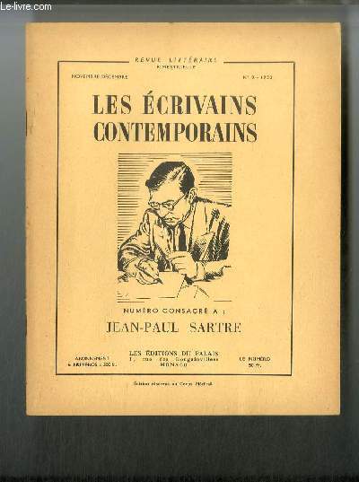 Les crivains contemporains n 9 - Jean-Paul Sartre - L'oeuvre philosophique de Sartre par Francis Jeanson, Le mur, La nause, Huit clos