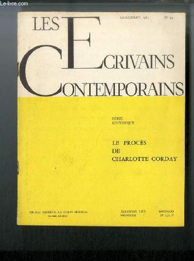 Les crivains contemporains Srie historique n 93 - Le procs de Charlotte Corday par Henri-Robert