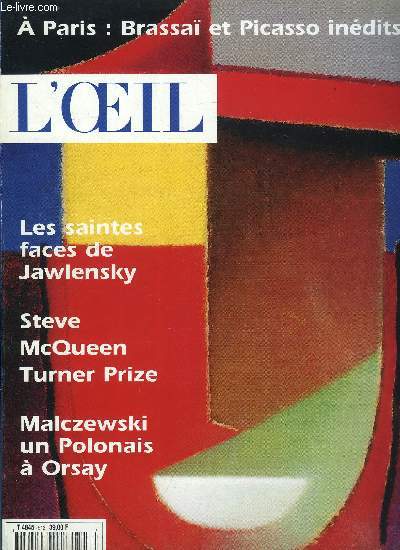 L'oeil n 513 - Brassa et Picasso, entre grattage et tirage par Alain Dister, Les saintes faces de Jawlensky par Eric de Chassey, Au muse Jean Le Gac par Philippe Piguet, Baroques en bois par Adrien Goetz, Boutet de Monvel dcorateur par Stphane