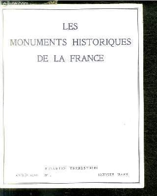 LES MONUMENTS HISTORIQUES DE LA FRANCE N 1 - Le vandalisme ne reste pas toujours impuni par P. Verdier, Le baptistre palochrtien de Portbail par M. de Bouard, Dgagement et prsentation du chevet de l'ancienne cathdrale de Vaison la Romaine