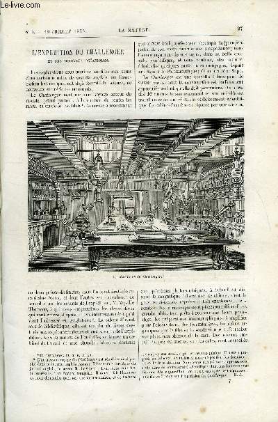 La nature n 7 - L'expdition du challenger et les sondages ocaniques par Gaston Tissandier, Le tremblement de terre de la Saint Pierre, Les perce oreilles par Maurice Girard, Le chemin de fer du mont Cenis par Charles Boissay, Les migrations de l'acide
