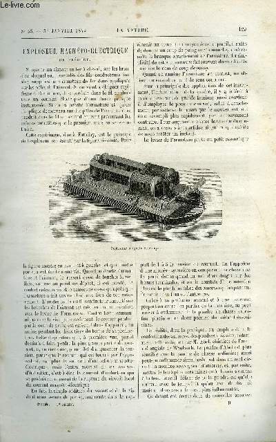 La nature n 35 - Exploseur magnto-lectrique de Brguet par A. Niaudet, Une excursion gologique dans les Ardennes par Stanislas Meunier, Nouvelles du monde astronomique en Angleterre, Agassiz en Amrique par W. de Fonvielle, Francis Garnier, L'origine