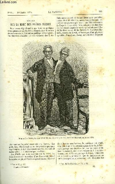 La nature n 41 - Dtails sur la mort des frres siamois, Un naturaliste en Floride, Le pays des geysers aux Etats Unis par J. Girard, Les cranes des races humaines fossiles par Charles Letort, Le grand tablissement hydraulique de Saint Maur