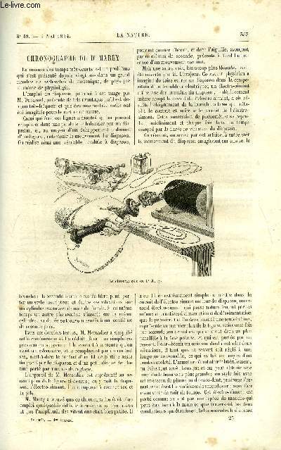 La nature n 49 - Chronographe du Dr Marey par A. Niaudet-Brguet, Signaux tlgraphiques du temps par Elie Margoll, La diminution de pression, Achromatisme optique et achromatisme chimique par C.M. Gabriel, La terre de feu, Les poissons fossiles