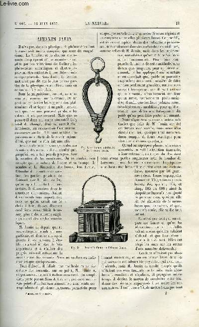 La nature n 106 - Aimants Jamin par Alf. Niaudet, Les mines d'or du transvaal, De quelques resptiles d'Australie par Dr E. Sauvage, L'hameon a l'age de pierre par H. de la Blanchre