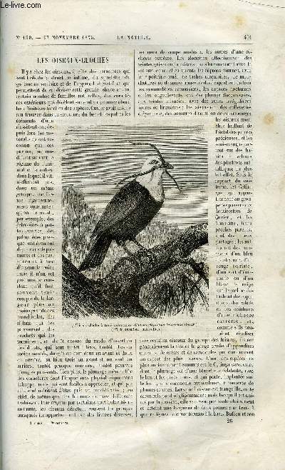 La nature n 130 - Les oiseaux cloches par E. Oustalet, Le descobridor par E. T. Hamy, Les instruments d'observations mtorologiques par Gaston Tissandier, Revue d'lectricit, La grande mare du 14 novembre 1875, Sur les nbuleuses spirales