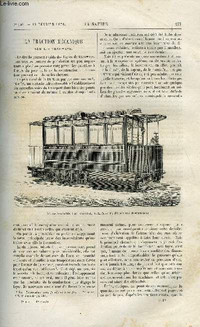 La nature n 142 - La traction mcanique sur les tramways par Giraudire, Albin Mesnel, Les tarets fossiles par Stanislas Meunier, Le nouveau canal de Nicaragua, L'hovenia dulcis et l'anacardium occidentale, Xavier de maistre par Gaston Tissandier