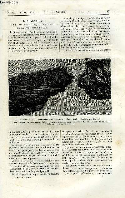 La nature n 210 - L'inondation de la mine Troedyrhim, en angleterre et la pression de l'air, Les anneaux de Saturne par Amde Guillemin, L'ile de Nossi-B, prs de Madagascar, La science au salon de peinture en 1877 par J. Bertillon, Le darwinisme