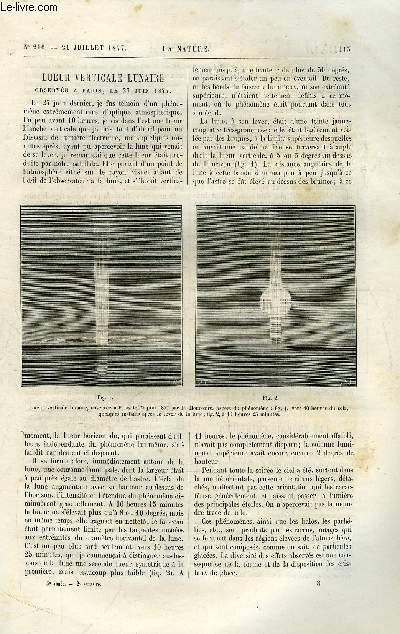 La nature n 216 - Lueur verticale lunaire observe a Paris, le 27 juin 1877 par Th. Moureaux, Les engrais chimiques dans les annes de scheresse par P.P. Dhrain, Le tremblement de terre et le bas de mare du Prou, Microscope polarisant de M. Nodot